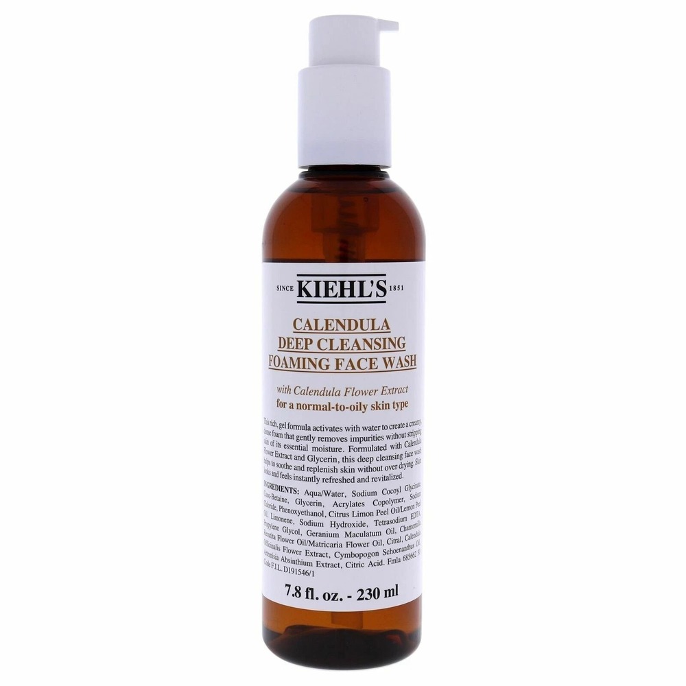 KIEHL'S CALENDULA `Deep Cleansing Foaming Face Wash 7.8 Fl Oz NEW Normal to Oily